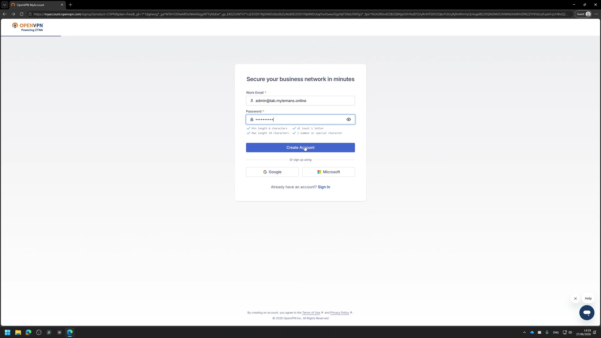Creating a CloudConnexa account