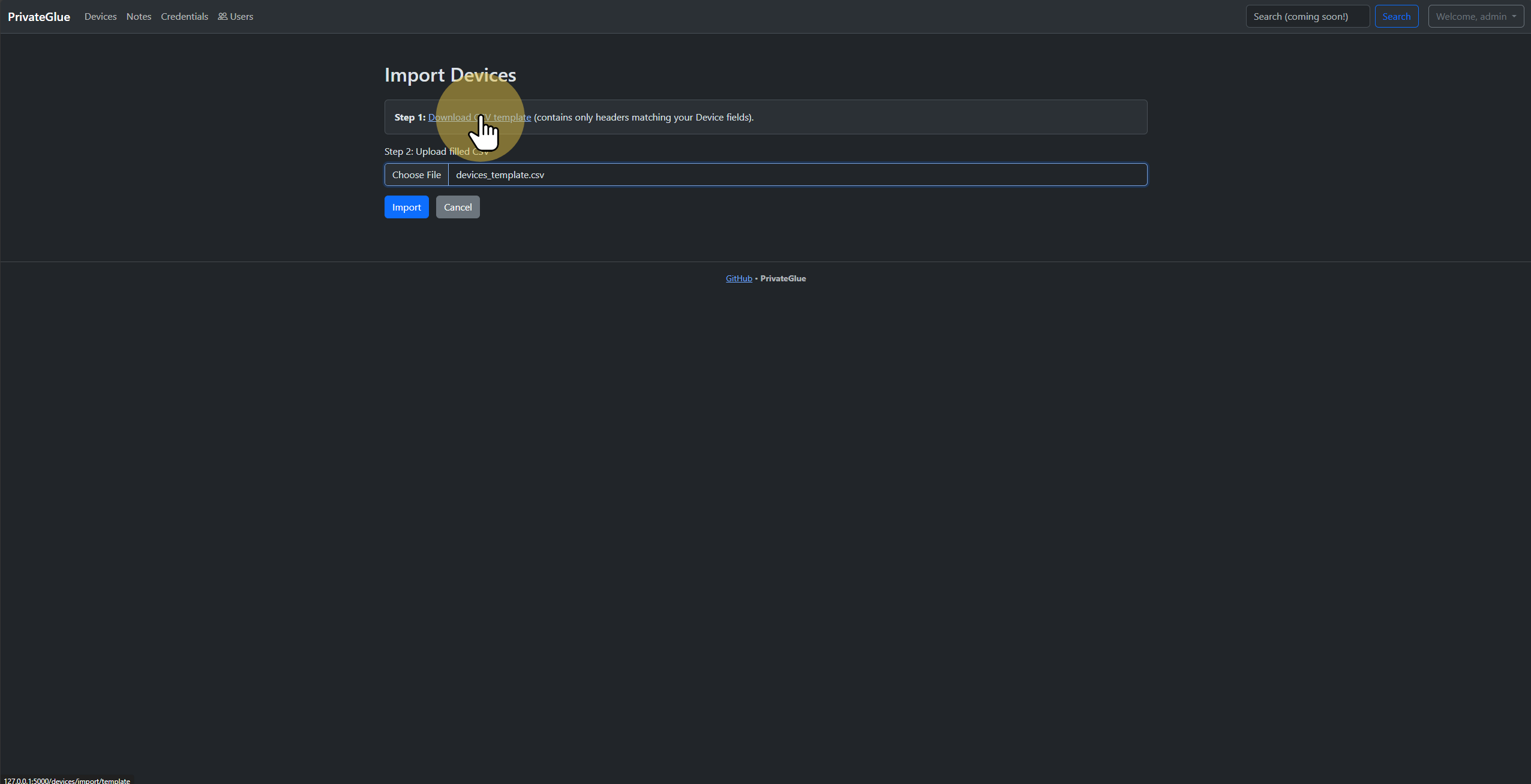 Download CSV template