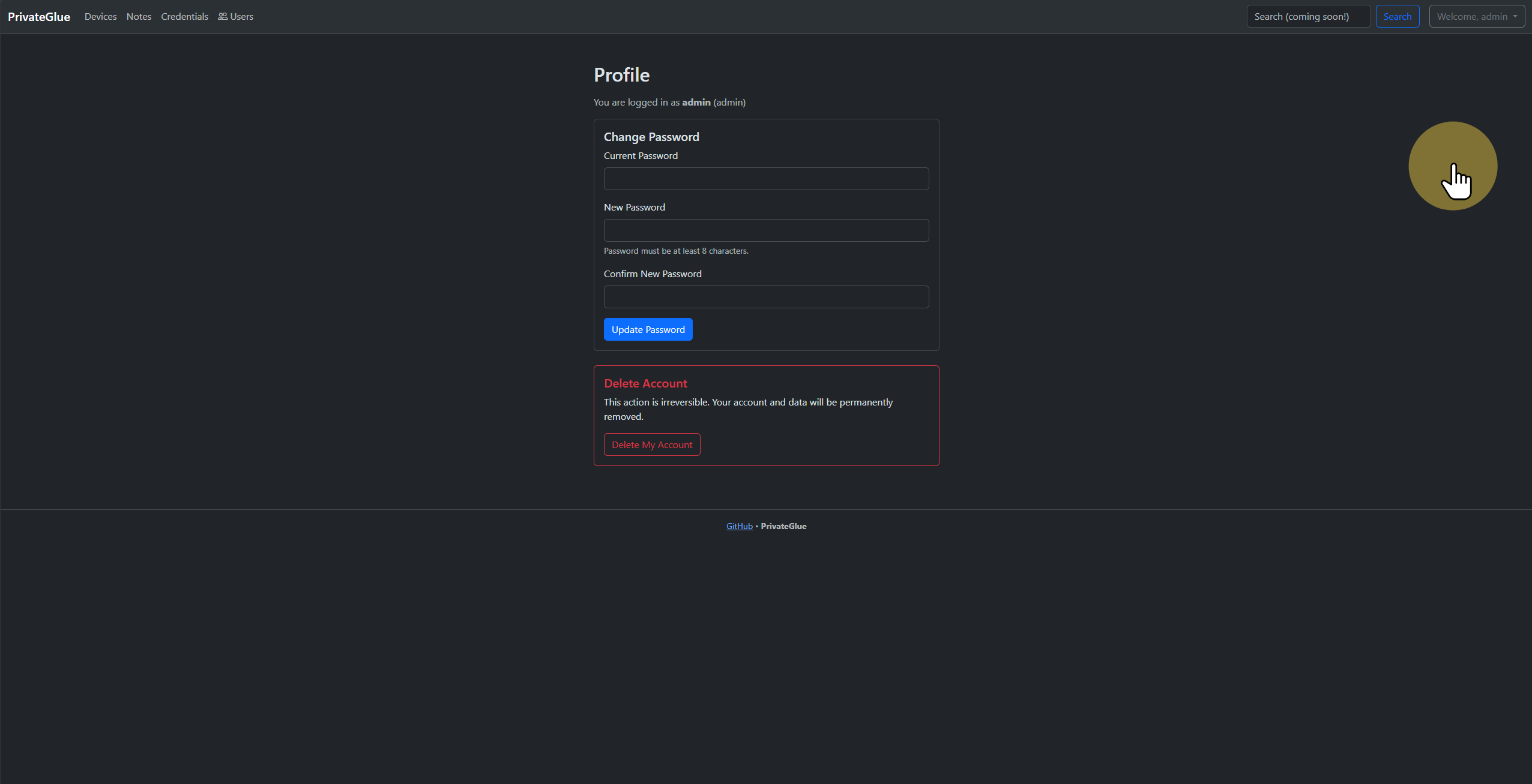 System Information & Profile menu